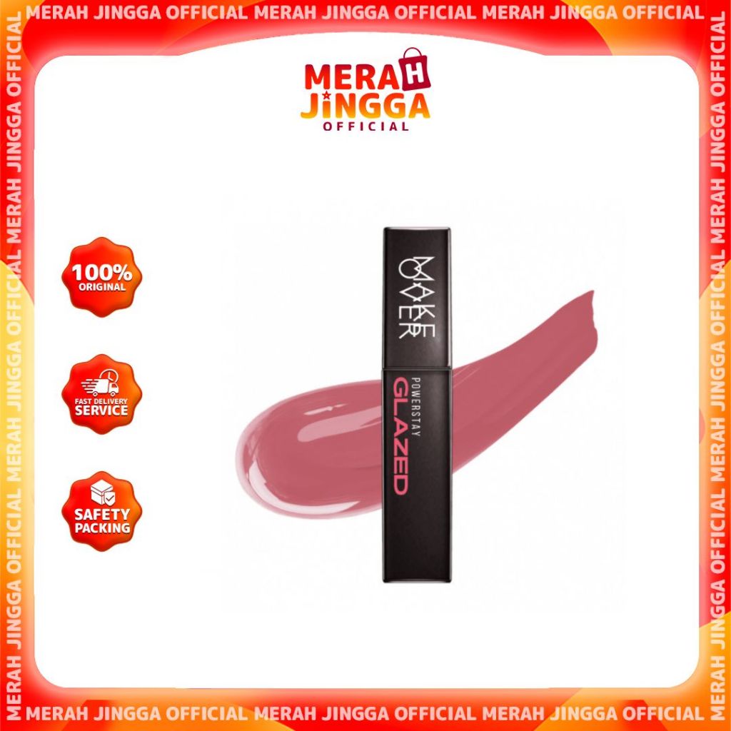 MAKE OVER Powerstay Glazed Lock Lip Pigment - Plump Glazed - Lip Gloss / Merah Jingga Official