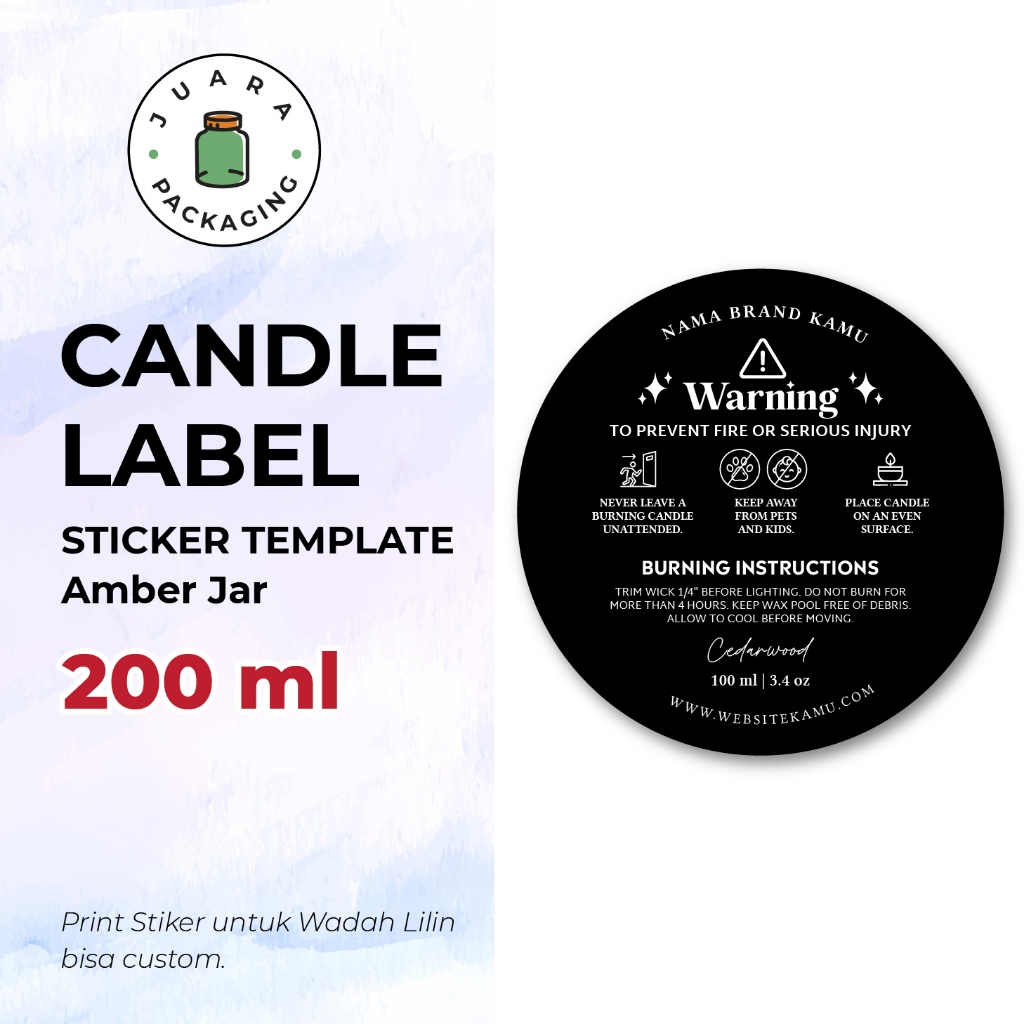 LILIN [COSTUM] Print Custom Candle Sticker Labels for 200ml Aluminum ...
