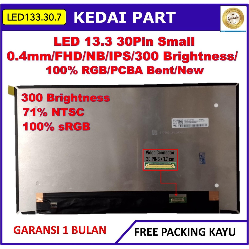 LCD LED 13.3 13 Inch 30 Pin 30pin Small Narrow Micro 0.4mm Full HD FHD ...