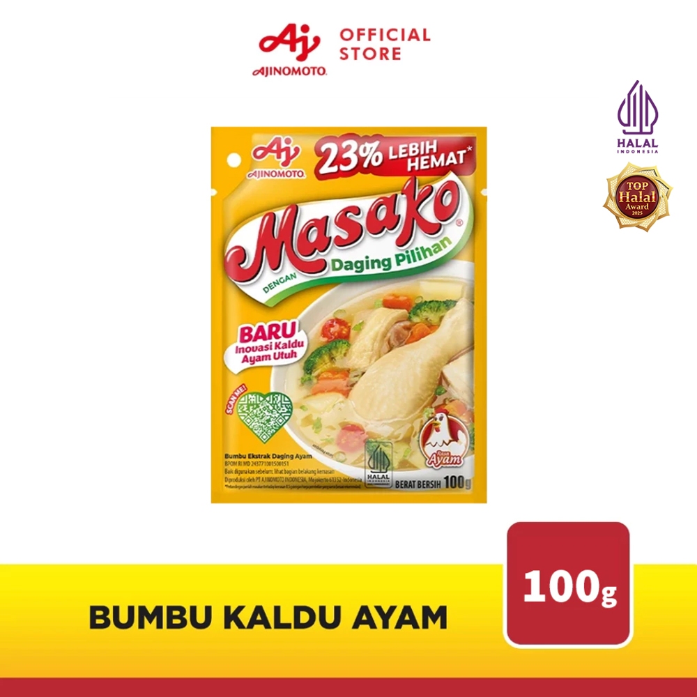 MASAKOÂ® Bumbu Kaldu Ayam Penyedap Rasa 100G (1pc) - Dibuat Dengan Daging Ayam Asli Dan Rempah Pilihan