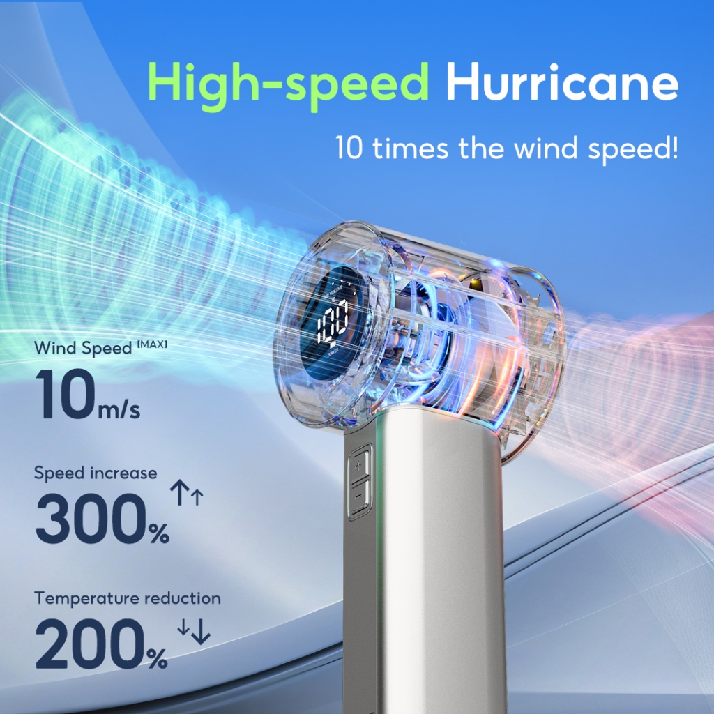 Yodevoe B01 Kipas Turbo 100 Gear Wind hight-speed kipas angin LED Digital Display kipas tangan - Gambar 3