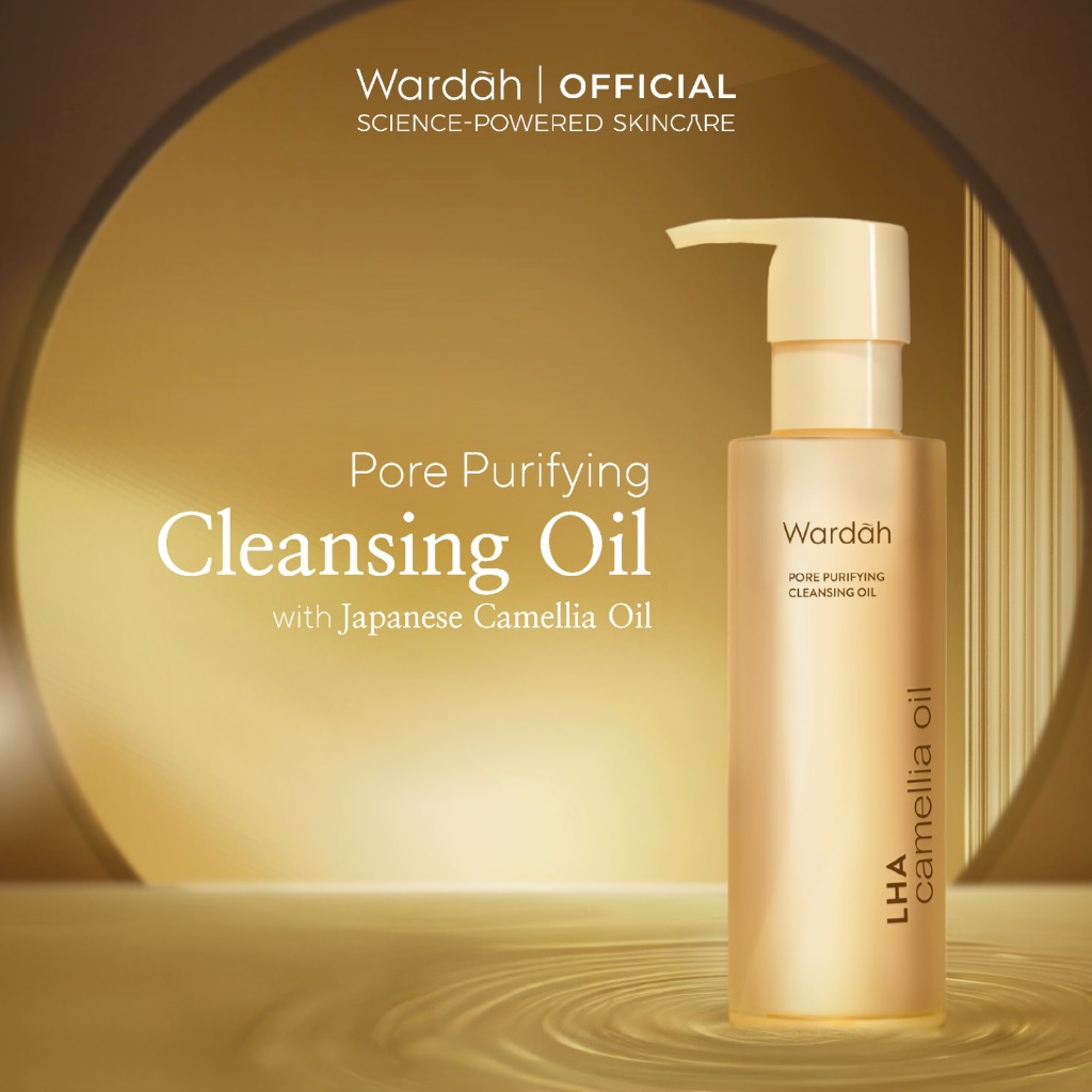 Wardah Cleansing Oil LHA Camellia Oil Pore Purifying 140 ml-Cleansing oil membersihkan waterproof makeup dengan formula ringan, tekstur oil to milk, mudah dibilas dan cocok untuk kulit acne-prone - Skincare - Gambar 2
