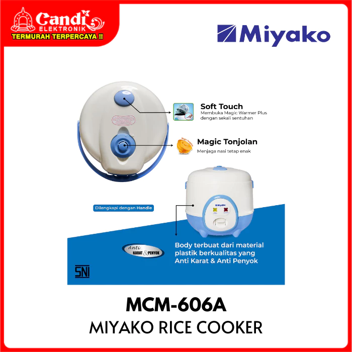 [ CANDI ELEKTRONIK ] MIYAKO Magic Warmer Plus Rice Cooker 0,6 Liter MCM-606A - Gambar 2