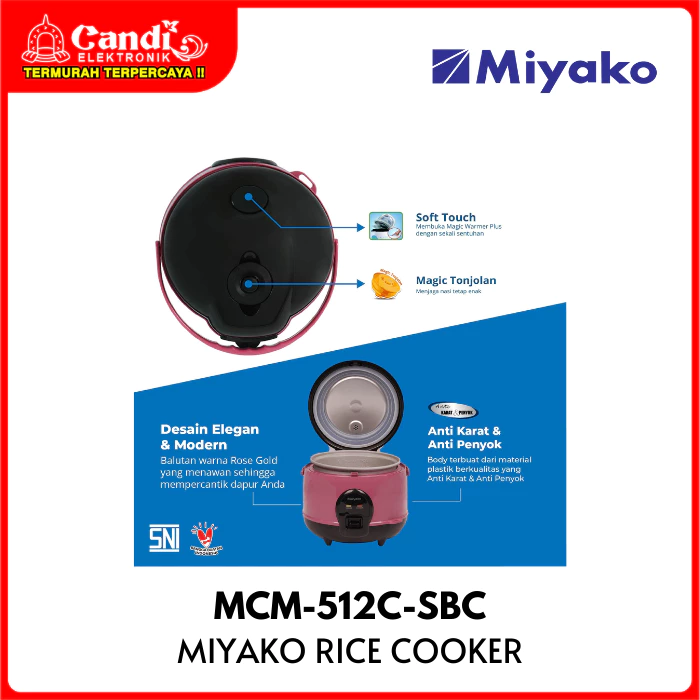 MIYAKO Magic Warmer Rice Cooker 1,2 Liter Nanoal Inner MCM-512C-SBC - Gambar 4