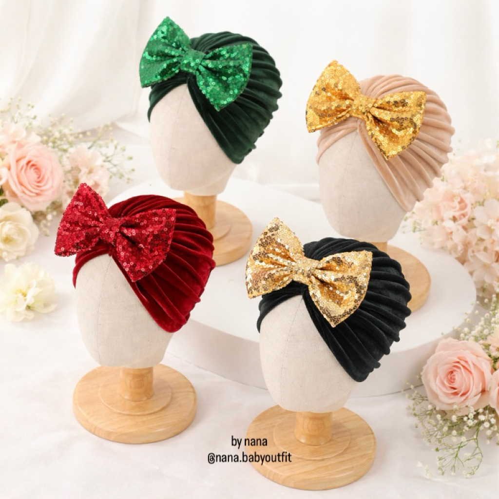 Velvet Children's Turban with Sequin Ribbon – Beautiful & Elegant for ...