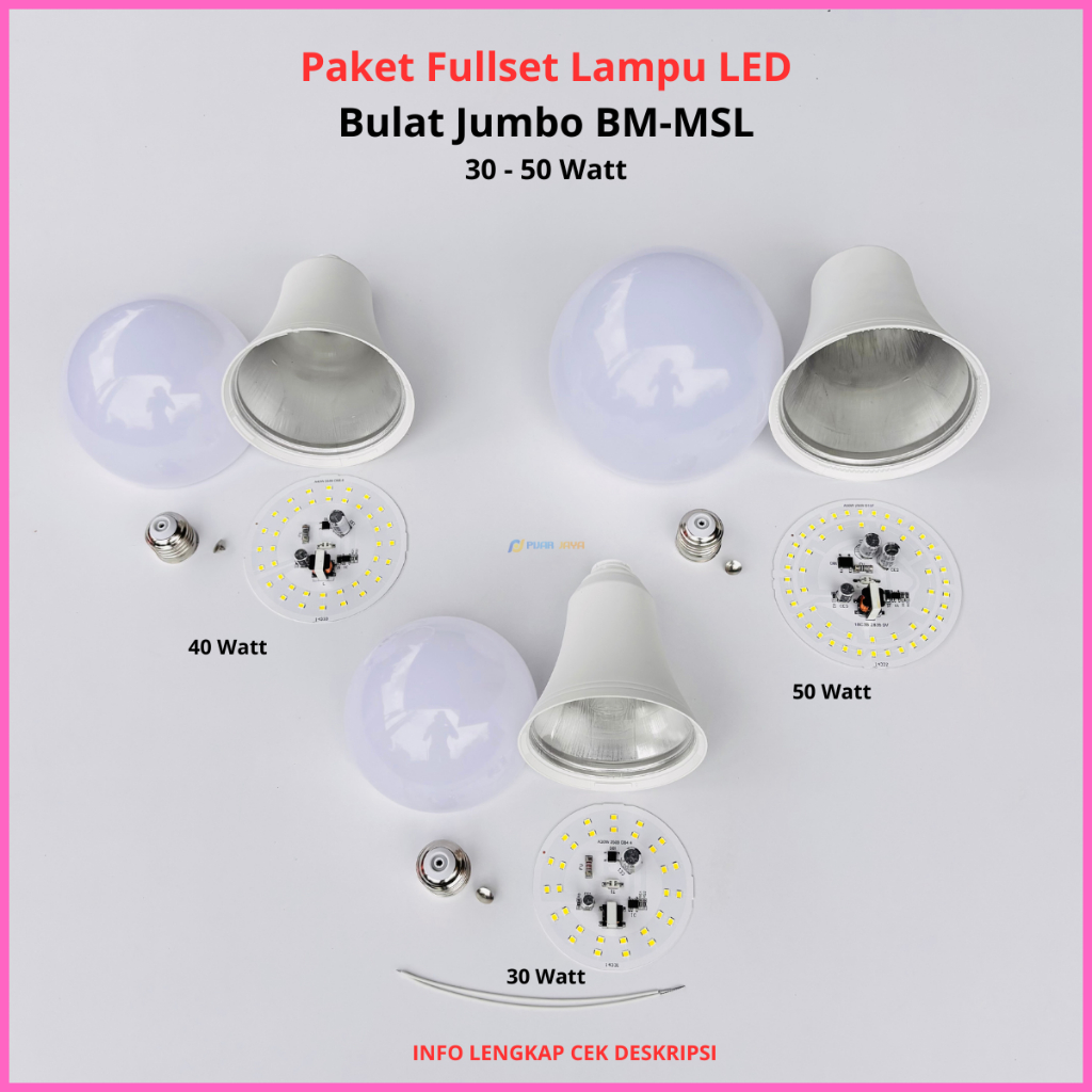Jumbo Round LED Light Package Full Set Ready to Assemble 30 40 50 Watt ...