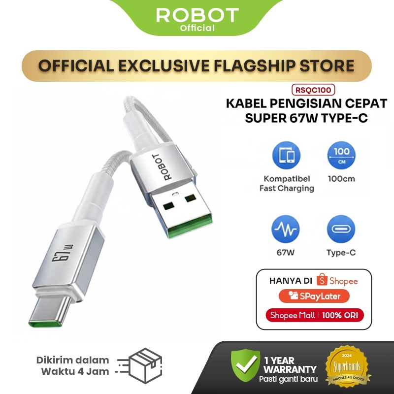 Robot Kabel Data RSQC100 Fast Charging 67W 1M
