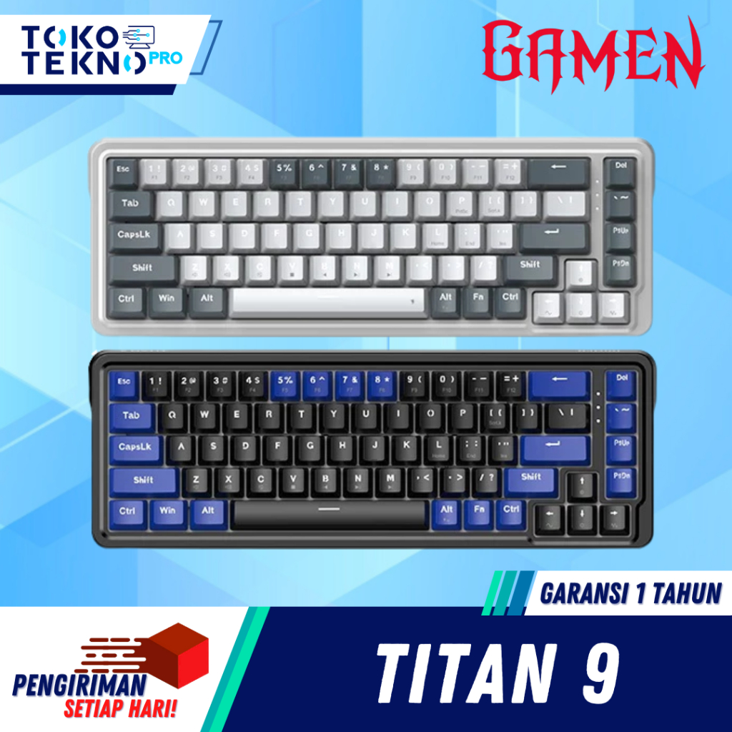 GAMEN Titan 9 Gaming Keyboard Mechanical Gasket Mount Silver Switch Linear PBT Double Shot Keycaps Customize
