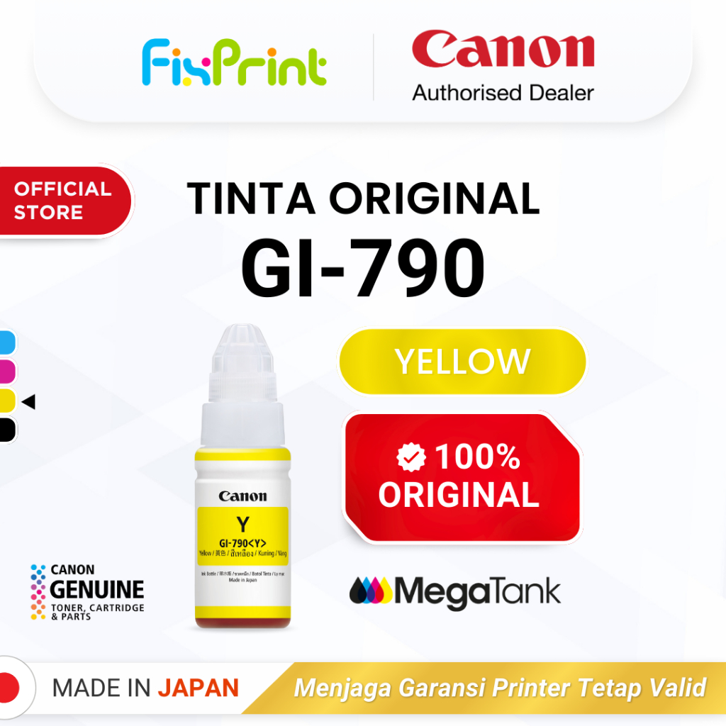 FixPrint 100% ORIGINAL Tinta Canon GI 790 Yellow - Printer G1010 G2010 G3010 G4010