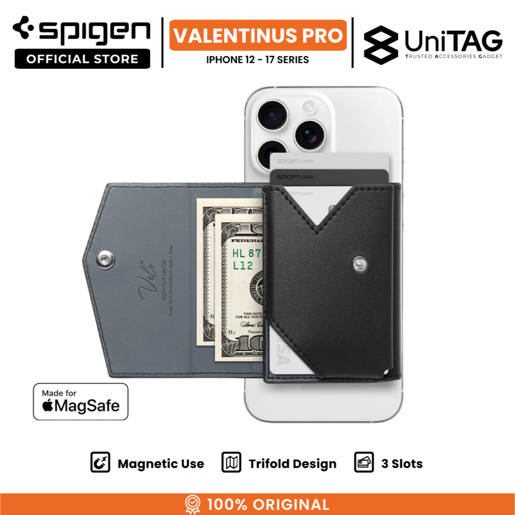 SPIGEN Card Holder for iPhone Series Valentinus Pro Leather Wallet Dompet Kartu Magsafe
