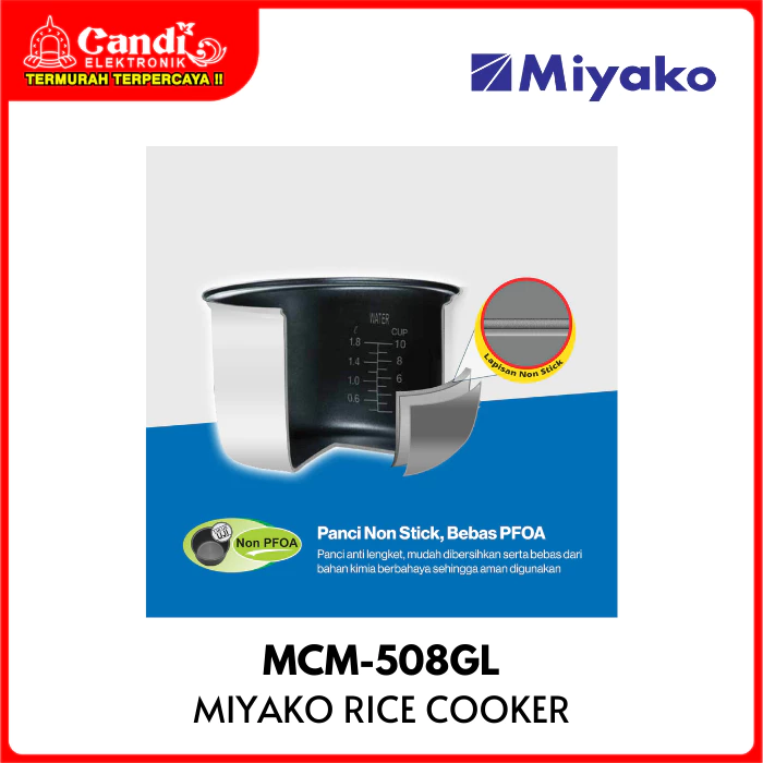 MIYAKO Magic Warmer Plus Rice Cooker 1,8 Liter 3in1Green Line MCM-508GL - Gambar 4