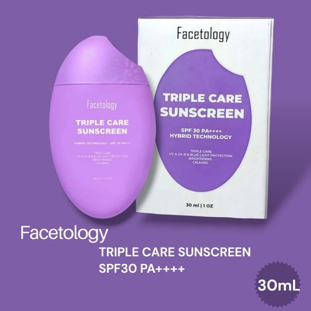 Facetology Triple Care Sunscreen SPF 30 PA+++ 30 ml / Merah Jingga Official - Gambar 4