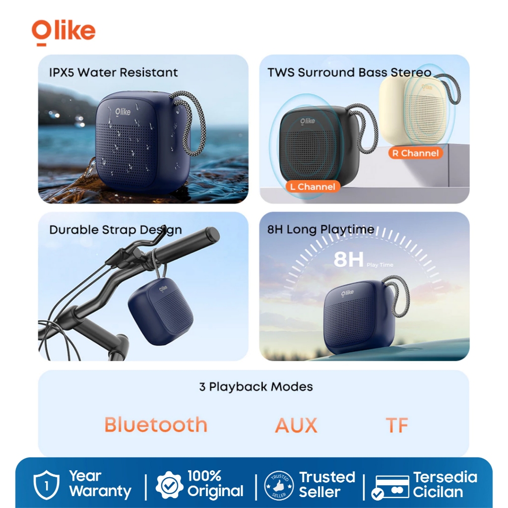 OLIKE Speaker Bluetooth 6.0 Mini Wireless Outdoor Bass Max Portable HiFi Sound Stereo Audio Portable SF7 Bass and Quality - Gambar 4