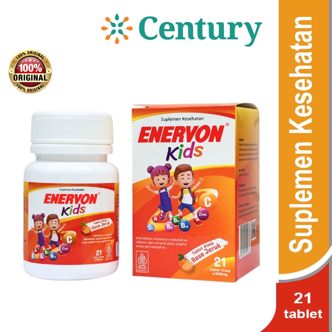 Enervon Kids Tablet Hisap Multivitamin Rasa Jeruk Isi 21 Tab / Supplement Kesehatan Anak / Vitamin C anak