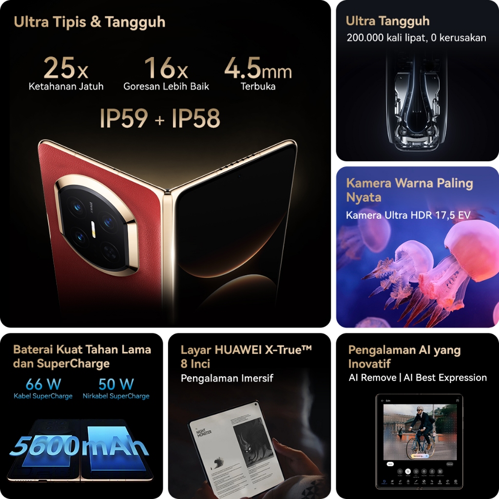 [8.8 s/d 20%* / Bank Cashback s/d 2JT*] HUAWEI Mate X7 Smartphone / Ultra Thin and Durable / True-to-Color Camera / Ultra-long Battery Life / Smart AI - Gambar 2