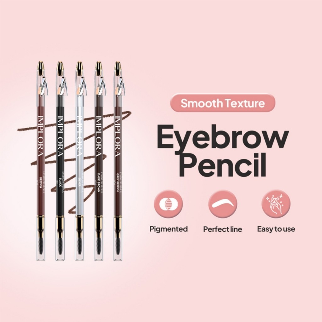 IMPLORA Eye Brow Pencil 2 IN 1 ( PENSIL + SERUTAN + SIKAT ) - IMP Dark Brown / Merah Jingga Official - Gambar 4