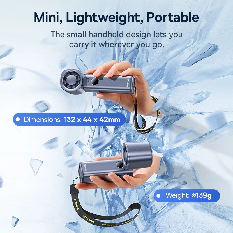Baseus GoTrip DT1 High-Speed Foldable Handheld Fan 4000mAh 5 Speeds Strong Wind with LED Display - Gambar 2