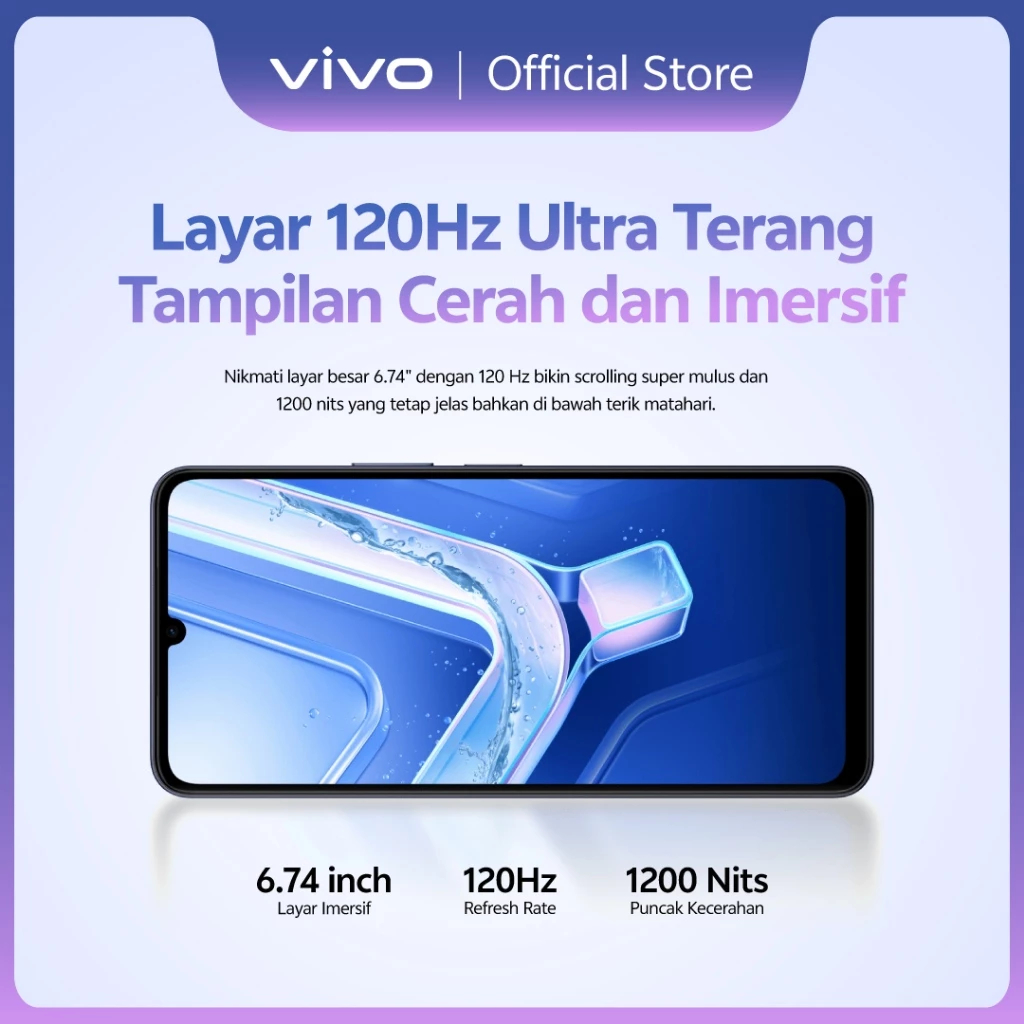 vivo Y05 - Desain Premium, 6500mAh Tahan 3 Hari, IP65 Tahan Hujan, Tahan Banting Ekstrem, Origin OS Performa Lancar, Layar Ultra Tenang 1200nits - Gambar 3