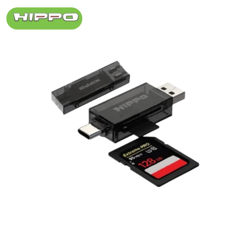 HIPPO CARD READER CR-201 USB A & C 2.0 TO SD-TF-CARD