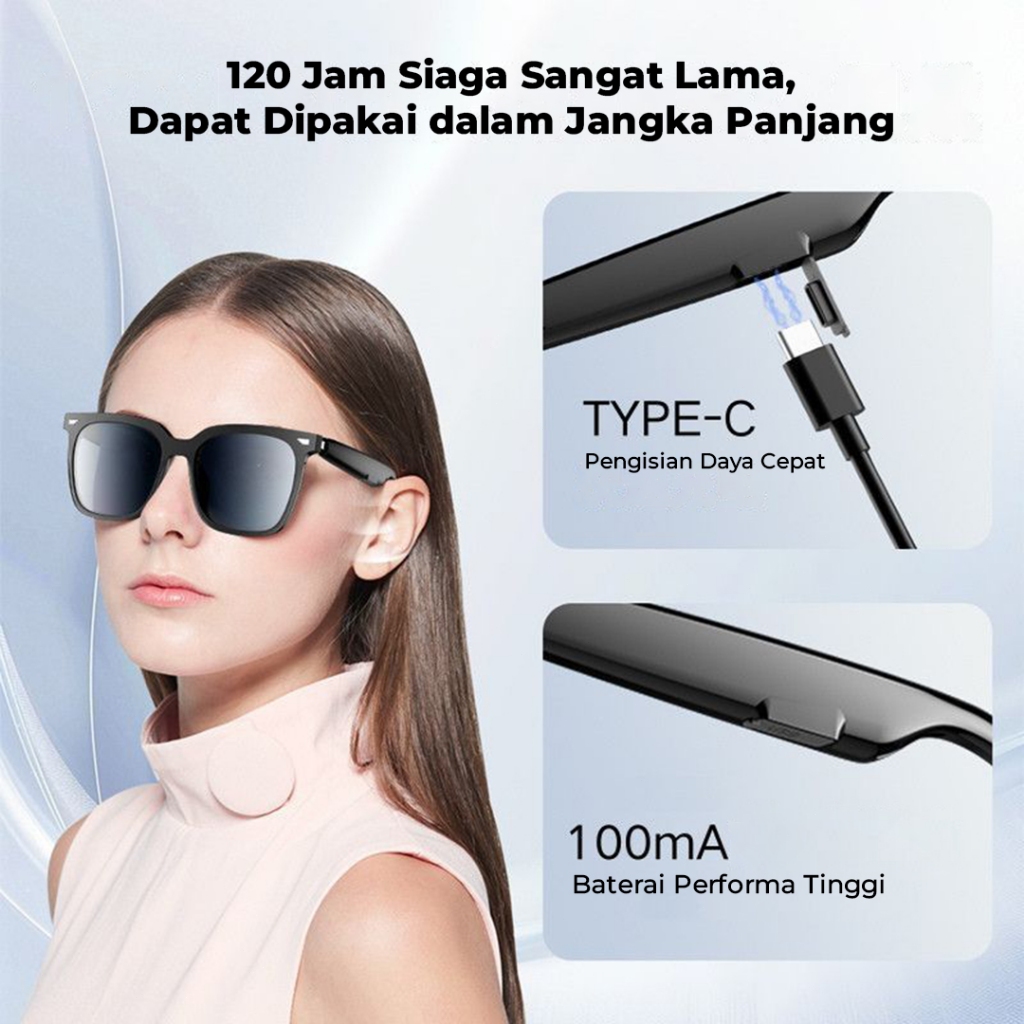 Matei COD Smart Glass Y06 Kacamata Pintar 5.3 Headset Bluetooth Multifungsional Anti UV - Gambar 4
