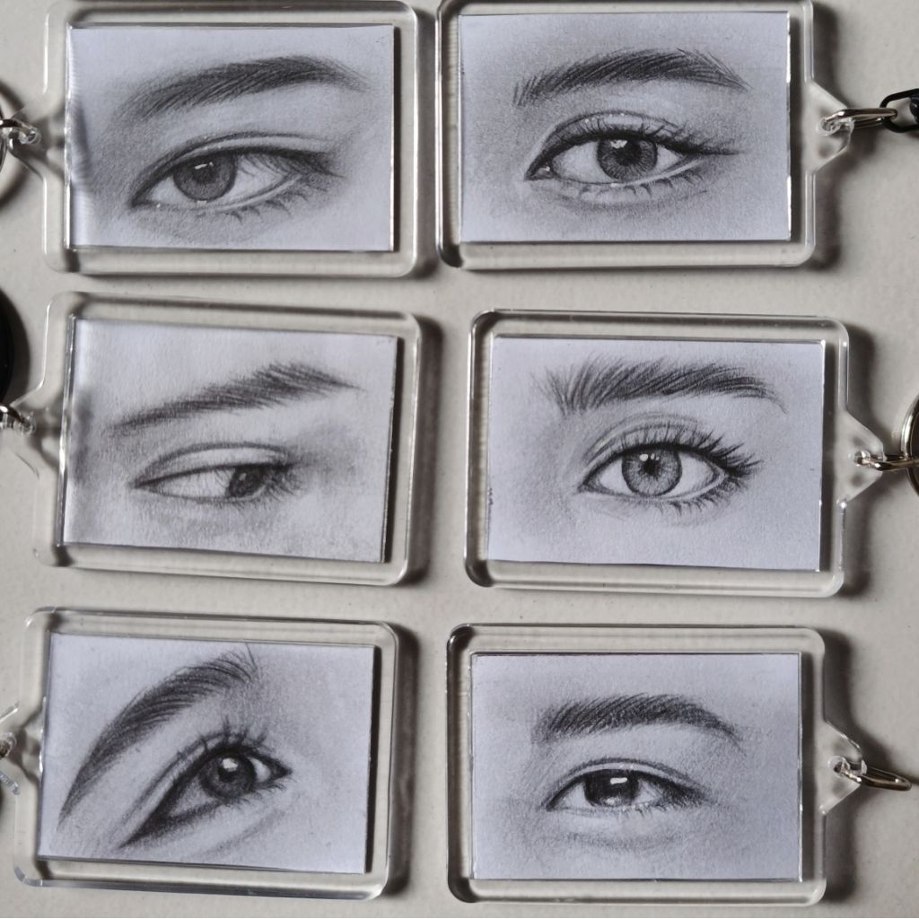 GANTUNGAN MATA Custom Handmade Eye Sketch Keychain (Pencil Image ...