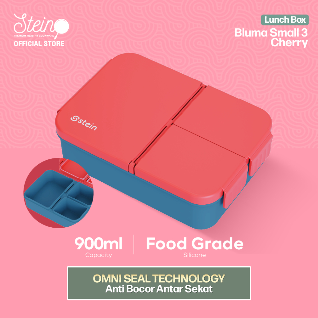 STEIN Lunch Box -/ Lunch Box 3-Section 900mlCemilan Food Container ...