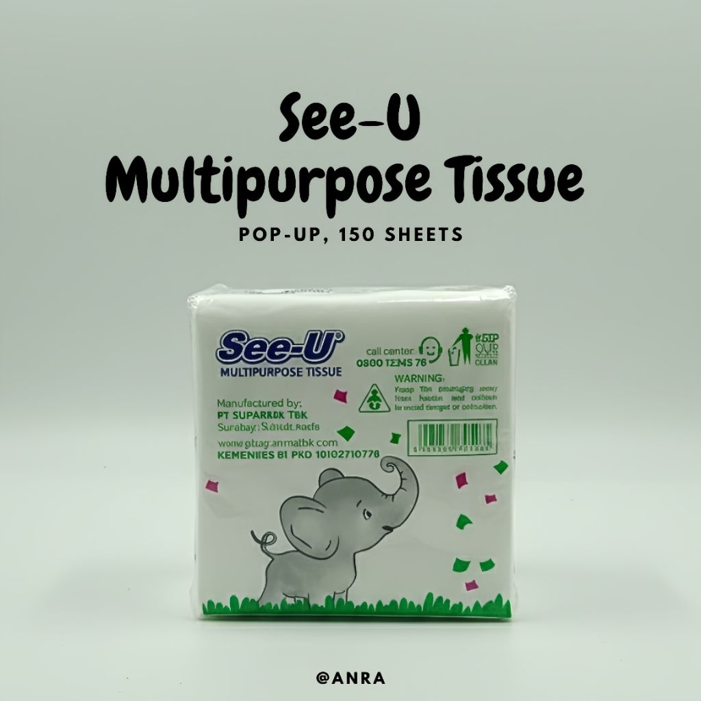 (1 BOX PACKAGE) SEE-U POP UP ELEPHANT TISSUE 150 SHEETS 1PLY 1 CARTON ...