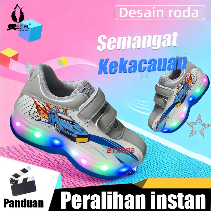 MATOUGUI-sepatu roda/sepatu roda Oxelo/lampu kedip/tidak licin/anti goyang/lnline skate/star/ukuran dapat disesuaikan/pu/gaya bajaj/mode skateboard