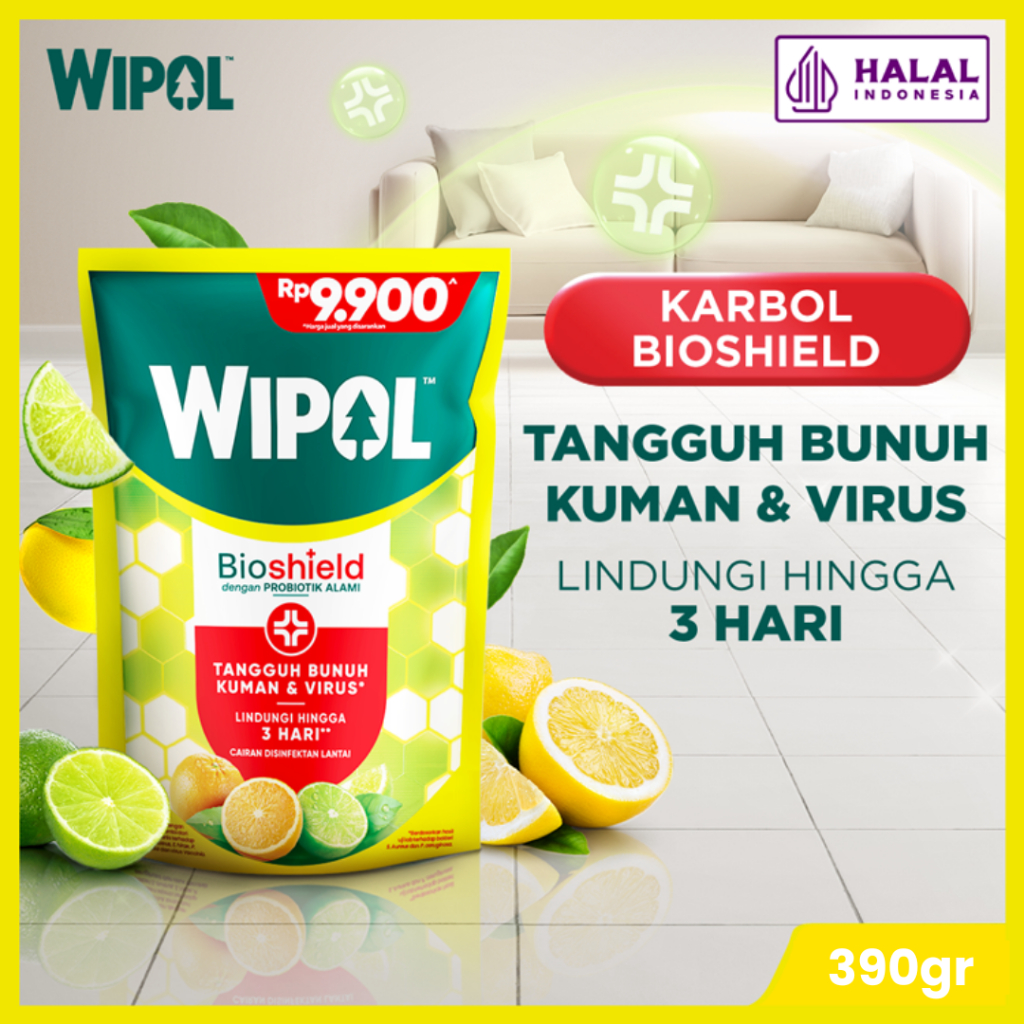 Wipol Pembersih Lantai Cairan Disinfektan Teruji Dermatologis Citrus Fresh Bioshied 390g