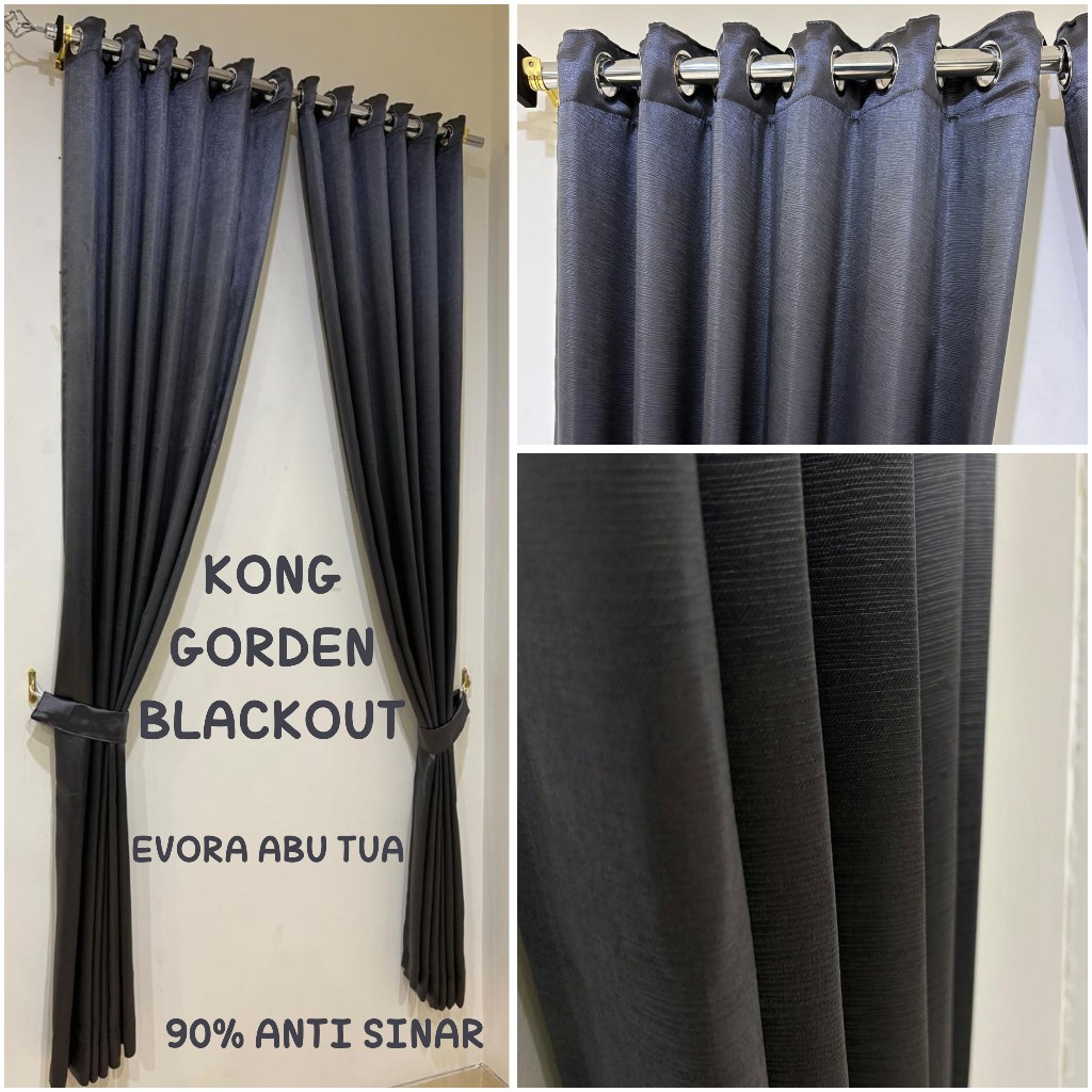 KONG Gorden Blackout Polos Minimalis - Bahan Tebal, Anti Tembus Cahaya, Motif Embos - Gambar 2