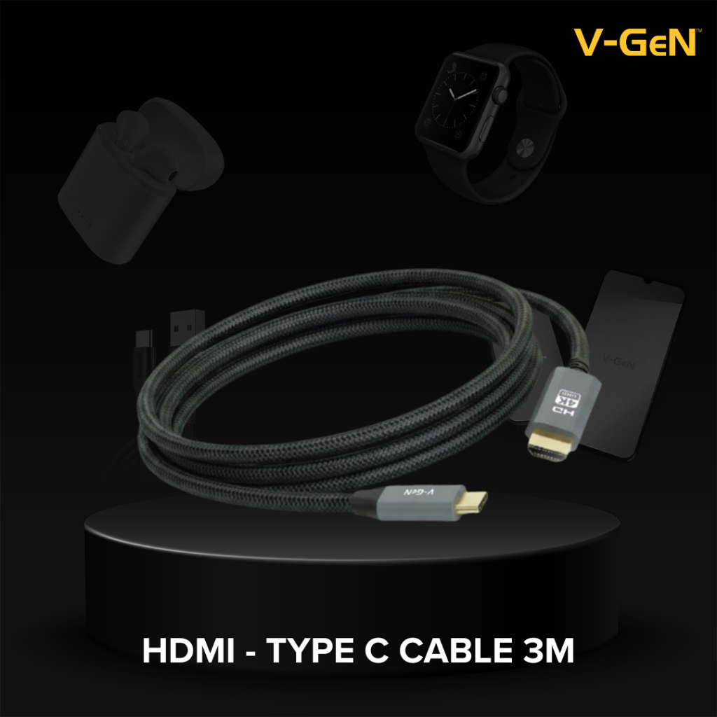 V-GeN VHM-08 Kabel HDMI 4K Ultra HD 3 Meter â€“ USB-C to HDMI UHD Display - Gambar 3