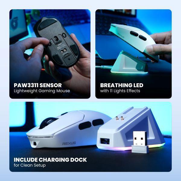 Rexus Shaga X RX130 / RX-130 Mouse Gaming Wireless With Charging Dock - Gambar 3