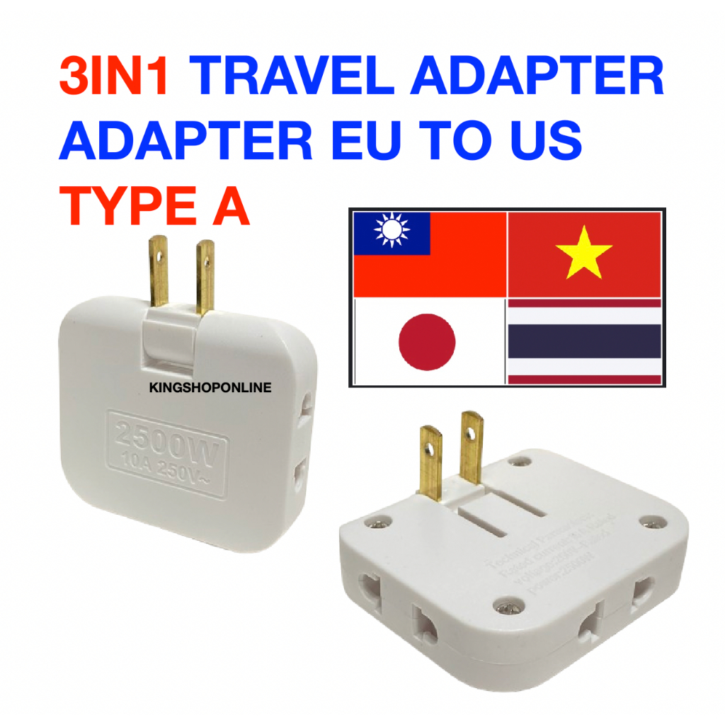 3in1 3-Way Flat Wall Plug Adapter, 180 Degree Rotating Flat Wall Socket ...