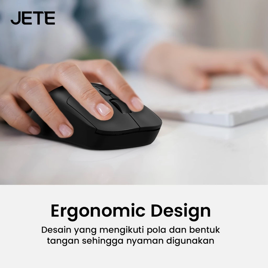 Mouse Wireless JETE MS206 Mouse Baterai 1600Dpi Ergonomic Mouse Tanpa Kabel USB Dongle Silent Click Mouse Kantor Komputer Laptop Windows For Macbook - Gambar 4