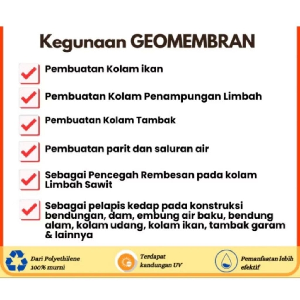 HDPE GEOMEMBRAN PLASTIK PENGGANTI TERPAL TEBAL 300 MICRON LEBAR 6 METER PANJANG PILIH VARIAN - Gambar 2
