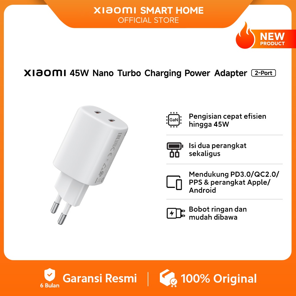 Xiaomi 45W Nano Turbo Charging Power Adapter (2-Port)