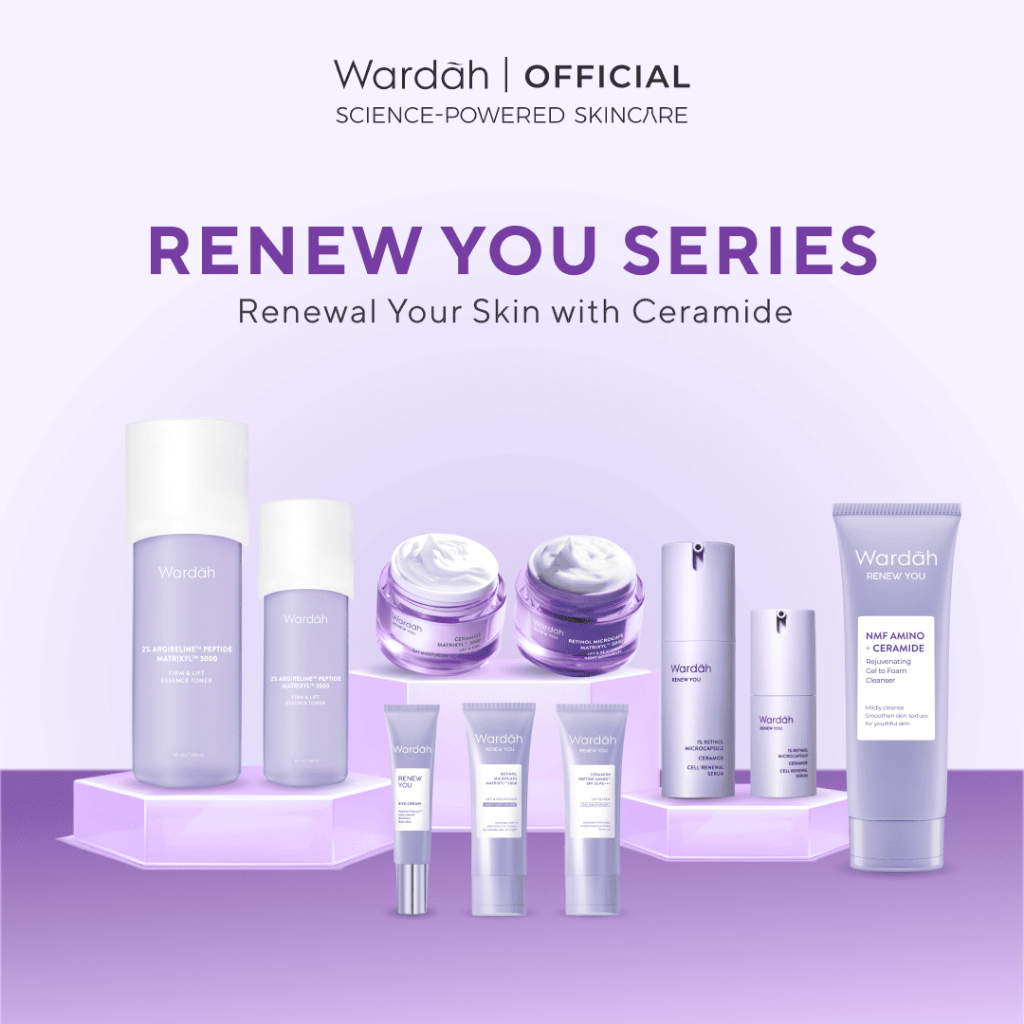 WARDAH Renew You Series Lengkap - Skin Renewal, Membantu Melembabkan Kulit, Menyamarkan Kerutan dan Garis Halus, Mengencangkan Kulit, Meratakan Warna Kulit, Menyamarkan Bekas Jerawat - Cleanser, Toner, Serum, Eye Cream, Day & Night Moisturizer - Skincare