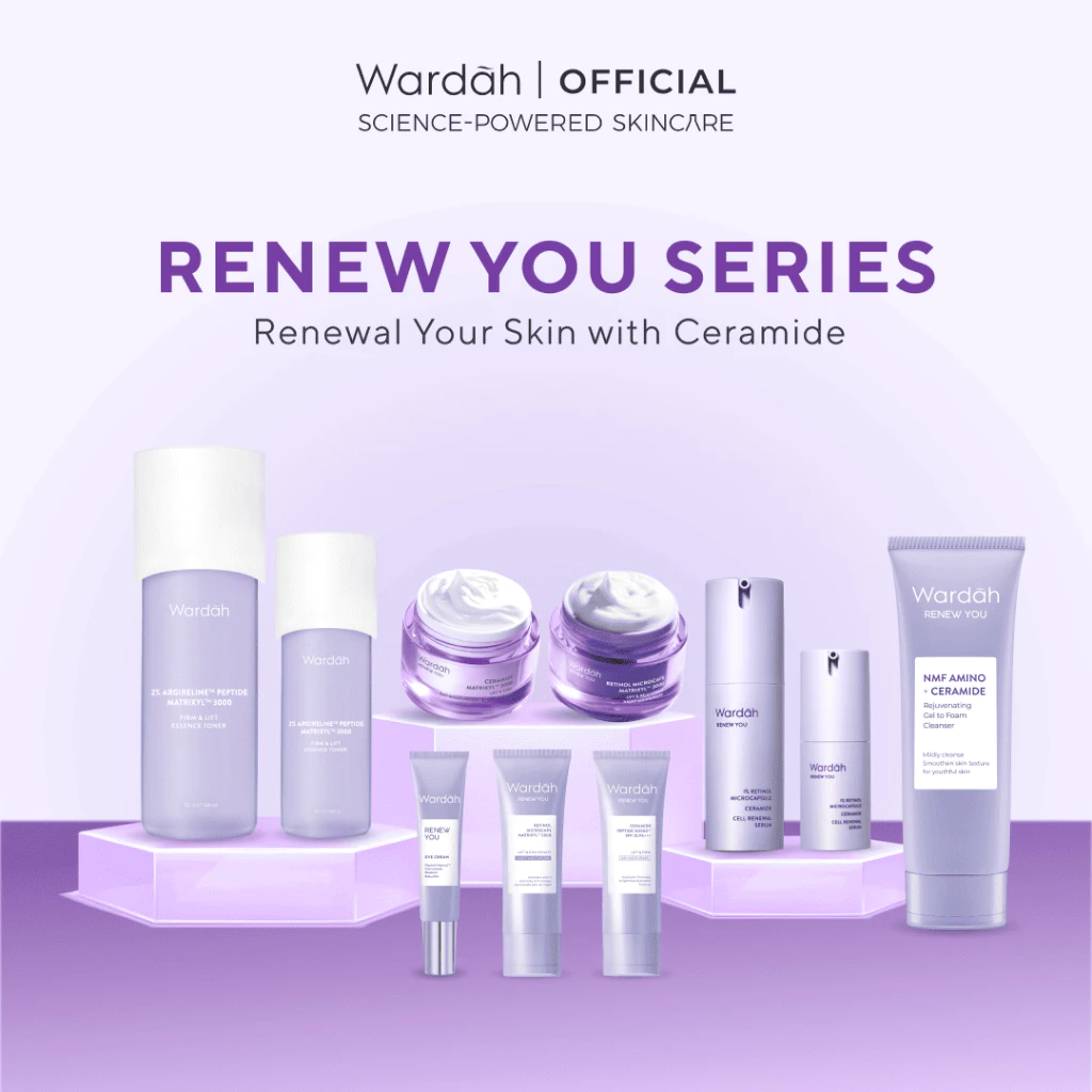 WARDAH Renew You Series Lengkap - Skin Renewal, Membantu Melembabkan Kulit, Menyamarkan Kerutan dan Garis Halus, Mengencangkan Kulit, Meratakan Warna Kulit, Menyamarkan Bekas Jerawat - Cleanser, Toner, Serum, Eye Cream, Day & Night Moisturizer - Skincare - Gambar 2