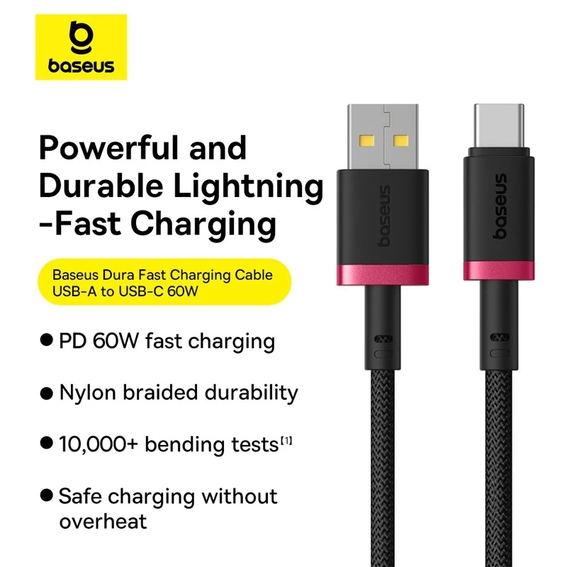 Baseus Dura Series Fast Charging Cable USB to Type-C & USB to iP & Type-C to Type-C Cable