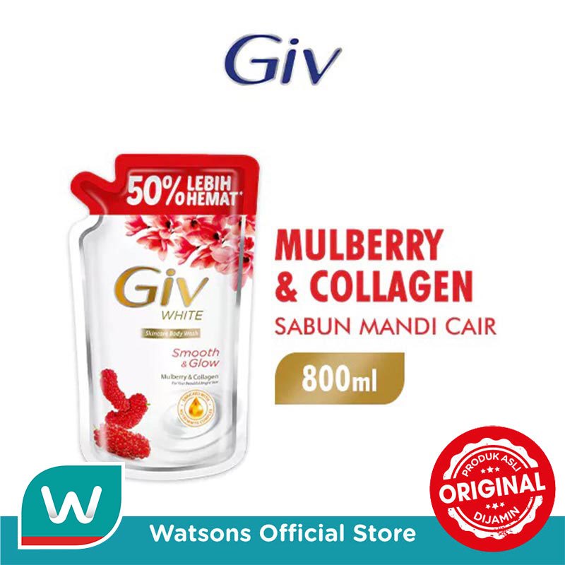Giv White Sabun Mandi Cair Mulberry & Collagen Pouch 800ml