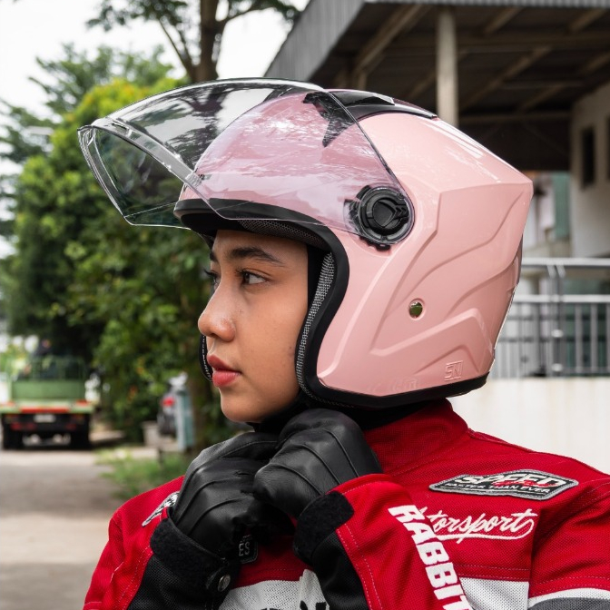 Visor Kaca Helm Half Face Voltix Bipplast Smoke Silver - Gambar 4