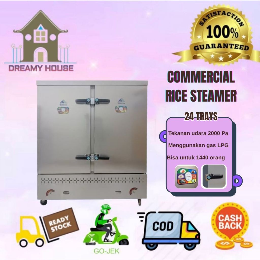 Dreamyhouse Gas Rice Steamer Kapasitas Besar 24 Trays / Mesin Penanak Nasi