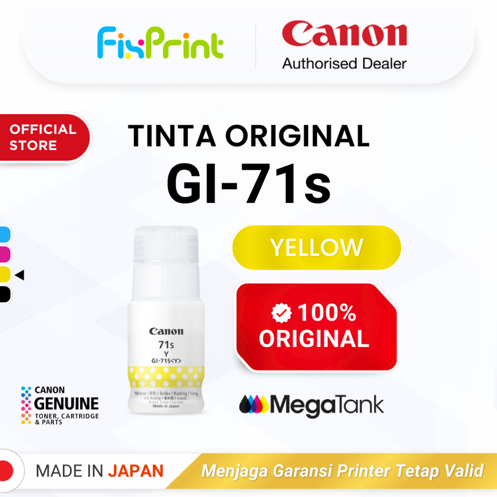 FixPrint 100% ORIGINAL Tinta Canon GI 71 Small Yellow - Printer G1730 G1737 G2730 G2770 G3730 G3770 G4770 G4780 G1020 G2020 G3020