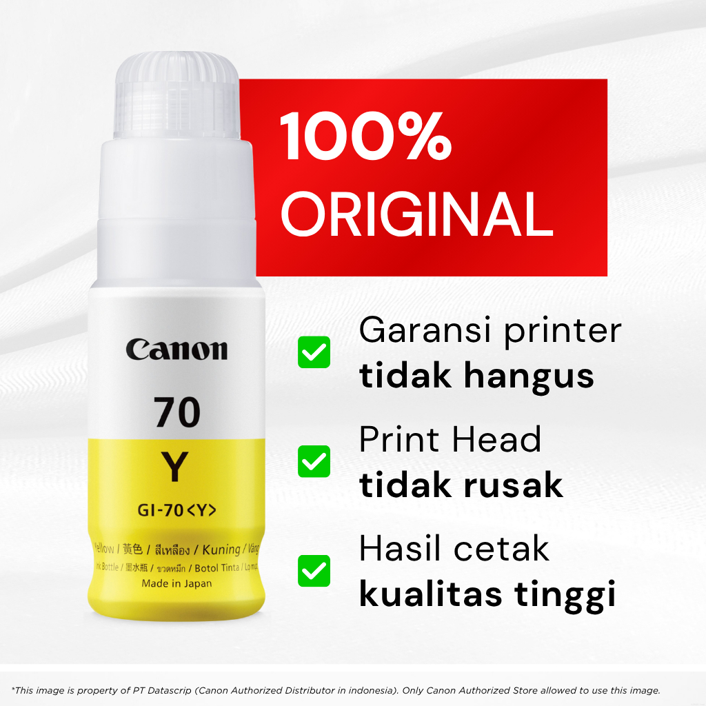FixPrint 100% ORIGINAL Tinta Canon GI 70 Yellow - Printer G5070 G6070 G7070 - Gambar 2