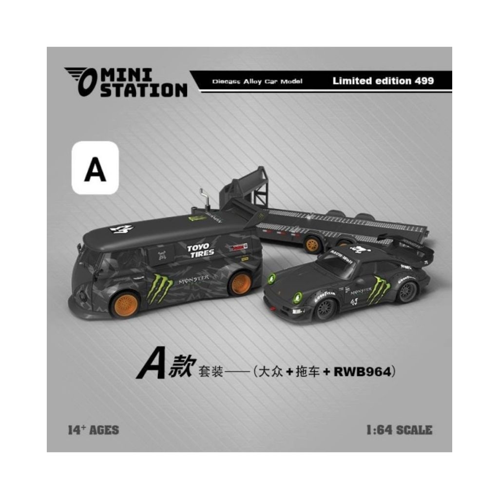 MINI STATION SET MONSTER ENERGY SET a - VOLKSWAGEN T1 TRAILER PORCHE ...