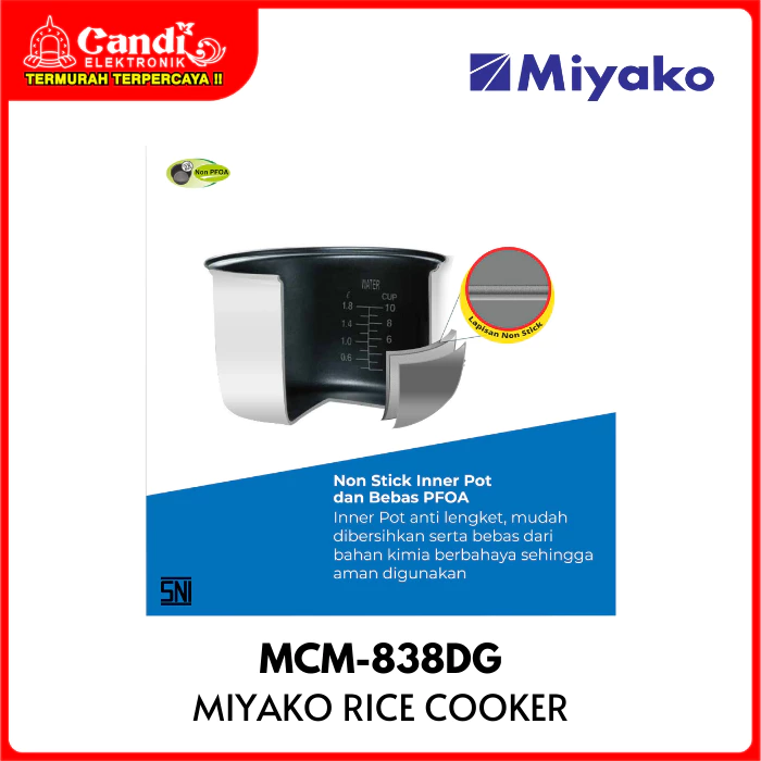 MIYAKO Rice Cooker 2,2 Liter Magic Warmer Plus Non Stick MCM-838DG - Gambar 4