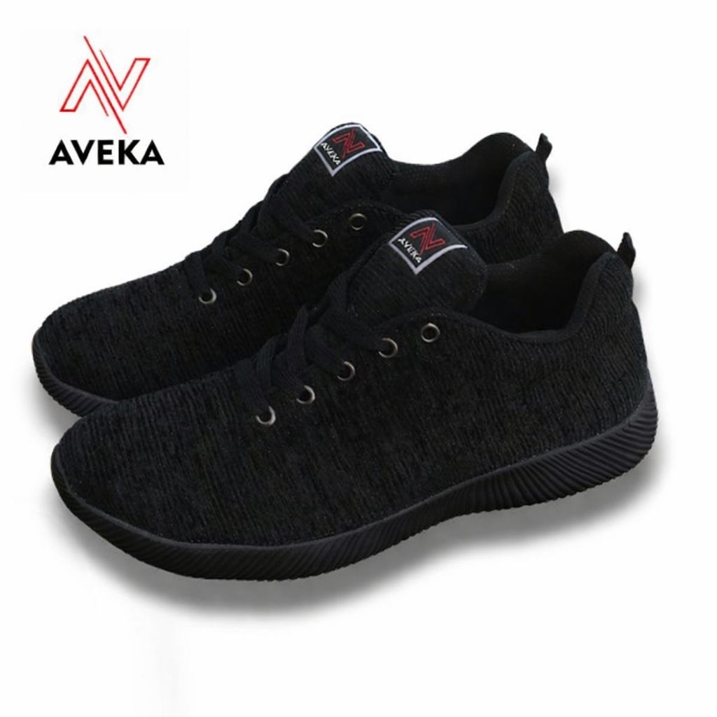 Sepatu Sekolah Hitam Polos Aveka Yesy Sepatu Sneakers Kasual Pria Wanita - Gambar 2