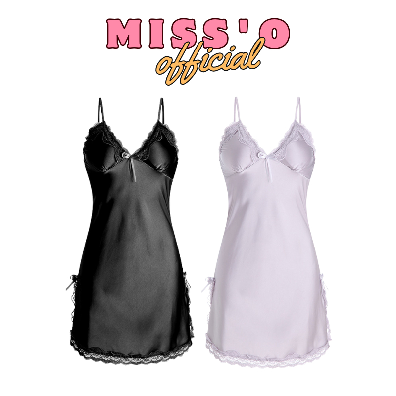 MISS'O BT003 Baju Tidur Piyama Daster Wanita Korea Seksi Mini Dres Bahan Silk Satin Adem Nyaman
