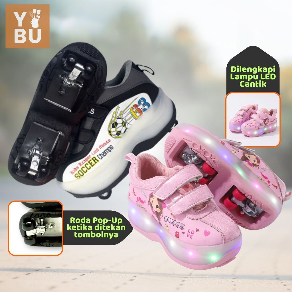 Matougui-sepatu roda Oxelo/sepatu roda anak power lnline skate/lampu kedip/tidak licin/anti goyang/lnline skate/star/ukuran dapat disesuaikan/pu/gaya bajaj/mode skateboard - Gambar 3