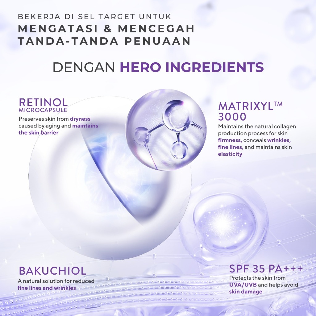 WARDAH Renew You Moisturizer Retinol Microcaps Matrixyl 3000 Lift & Rejuvenate Night Cream - Krim Pelembab Wajah, Penghilang Jerawat, Menghilangkan Kerutan dan Garis Halus, Mengencangkan Kulit, Meratakan Warna Kulit, Menghilangkan Bekas Jerawat - Skincare - Gambar 4